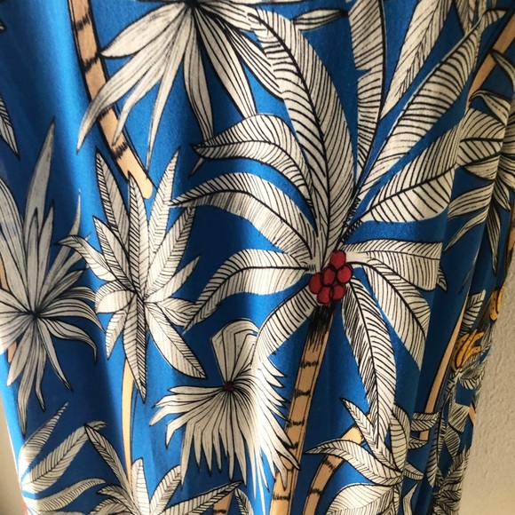FARM RIO PALM TREE PRINT BLUE MAXI SKIRT SZ M - Picture 2 of 5